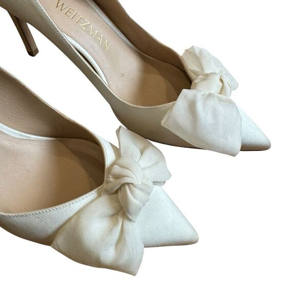 Revolve Stuart Weitzman White Anny Bow-detailed Pumps - Picture 10 of 12